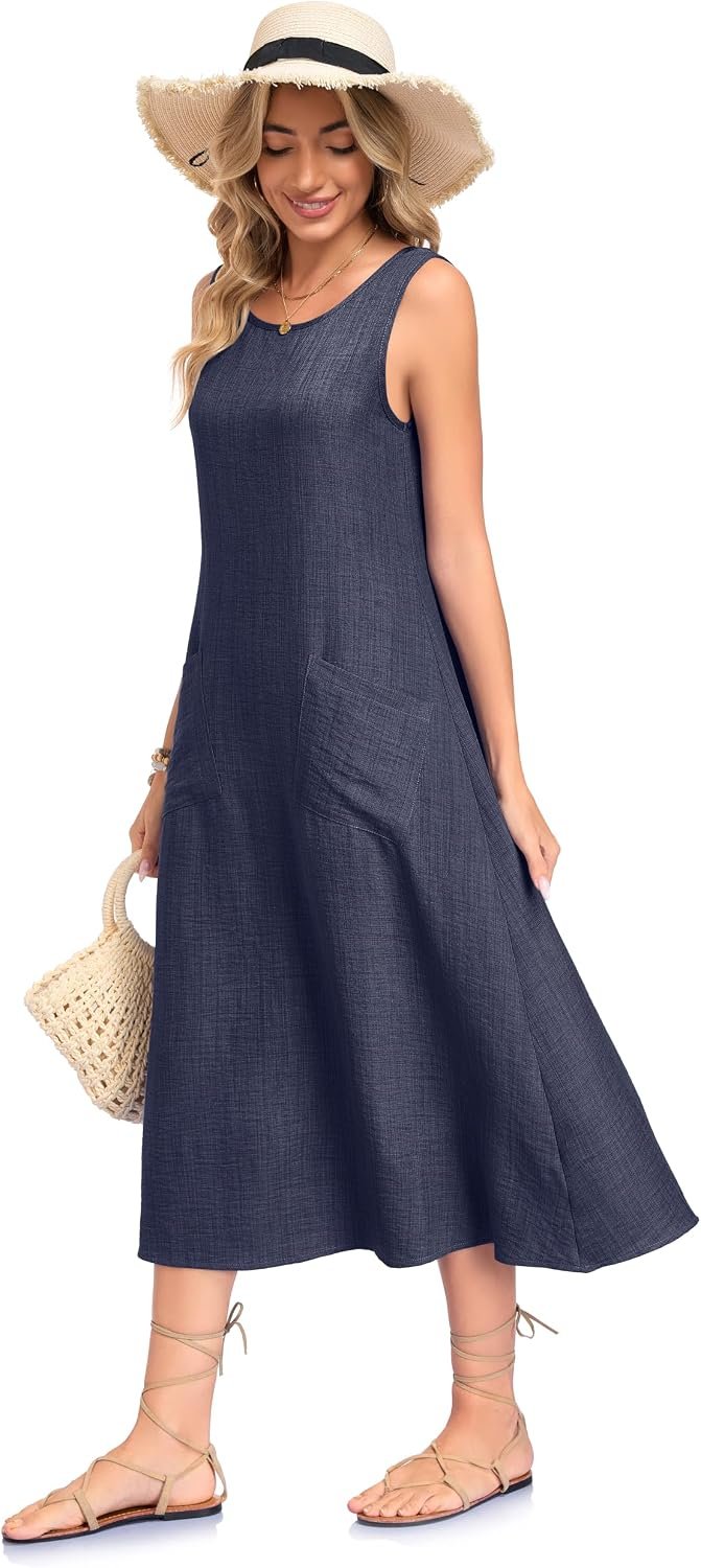REGAI Women's Summer Dress Midi Sundress with Pockets - Image 5