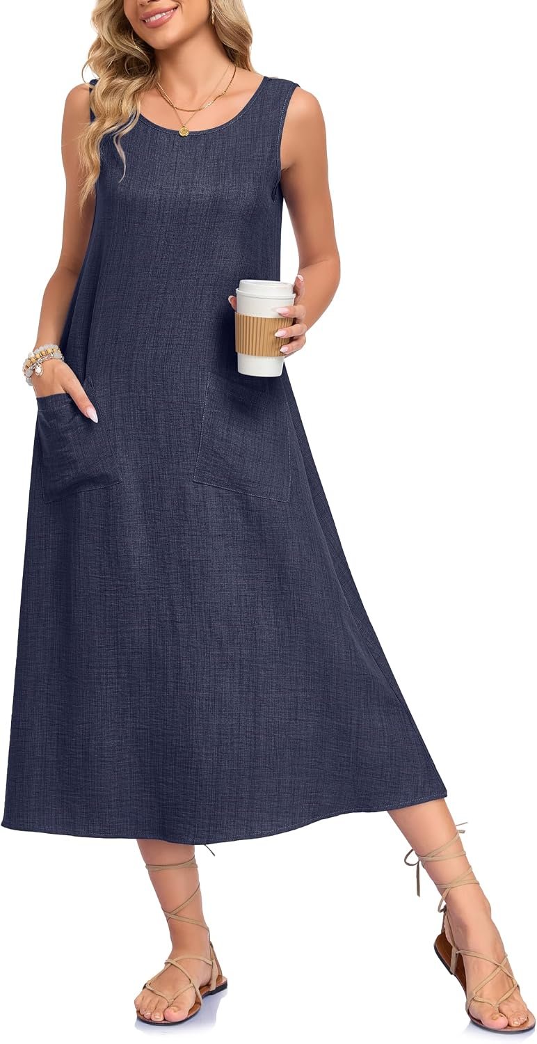REGAI Women's Summer Dress Midi Sundress with Pockets - Image 3