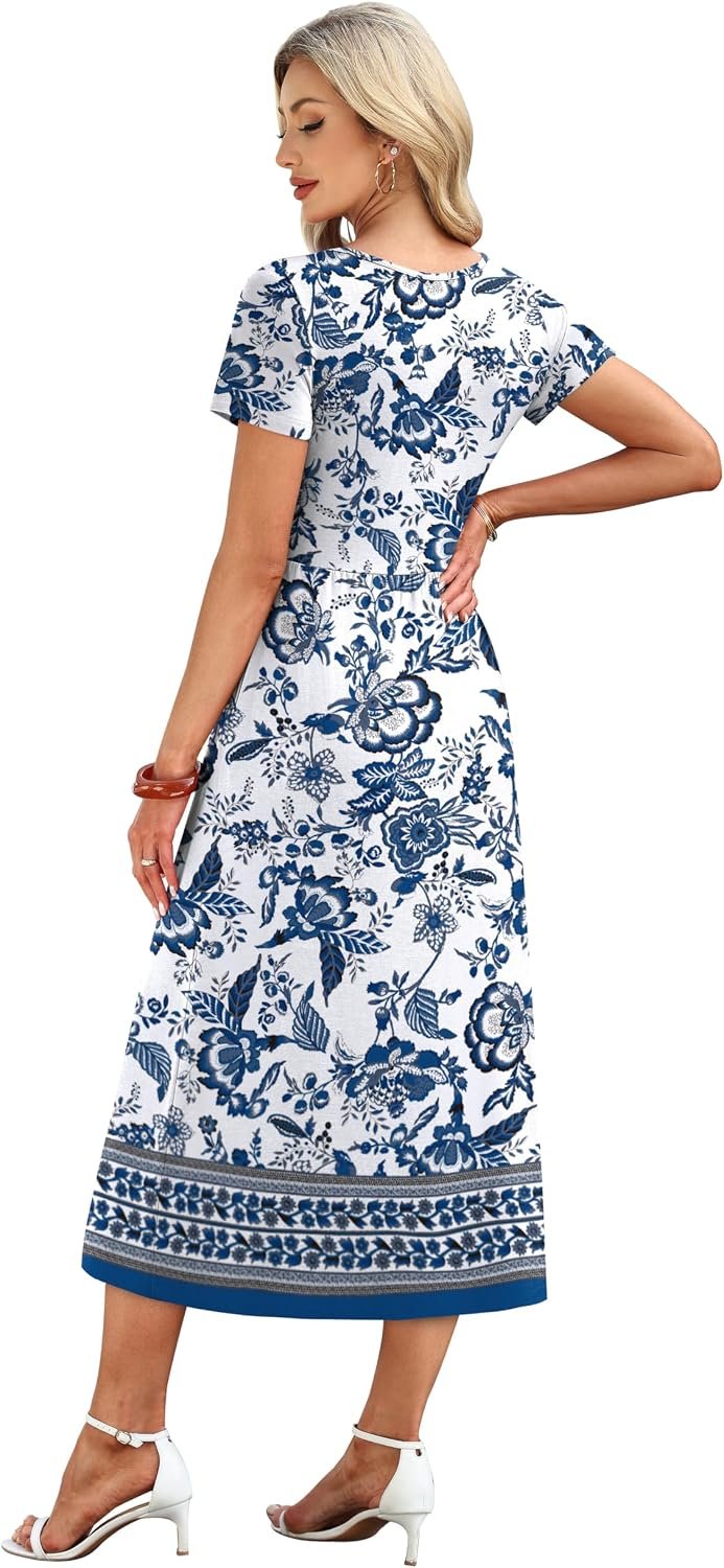 OFEEFAN Summer Dresses for Women Flowy Casual A-Line Midi Dress Beach Vacation Sundresses with Pockets S-2XL - Image 5