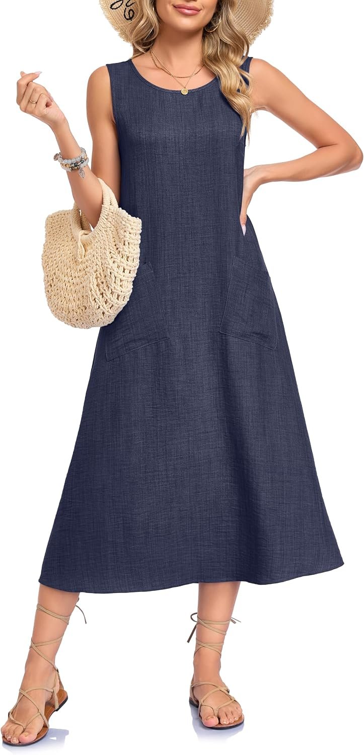 REGAI Women's Summer Dress Midi Sundress with Pockets - Image 4