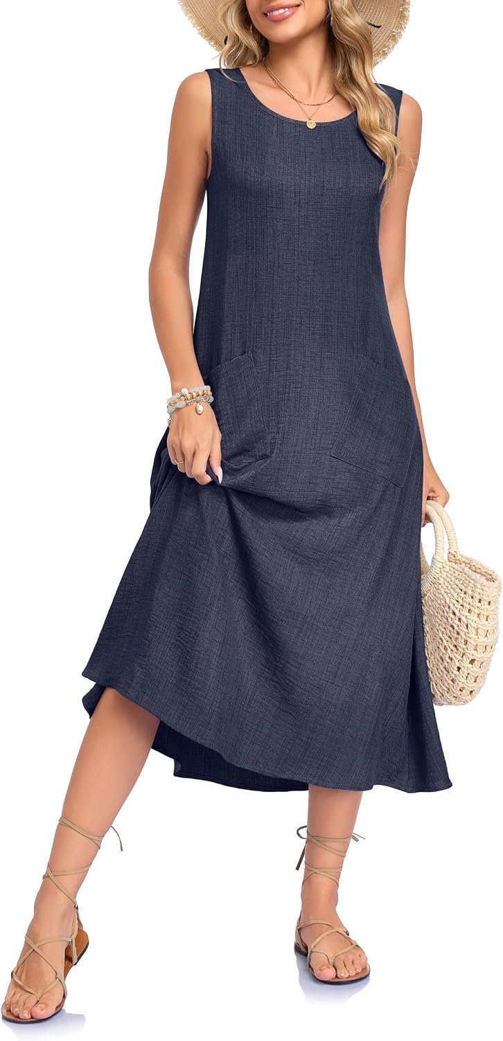 REGAI Women's Summer Dress Midi Sundress with Pockets - Image 2